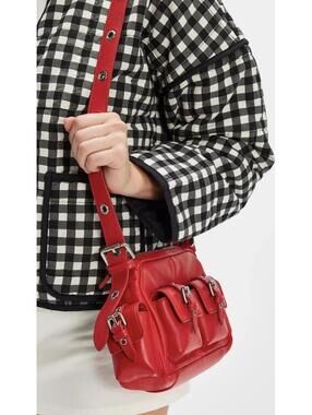 FP Collection Leather Buckle Shoulder Bag